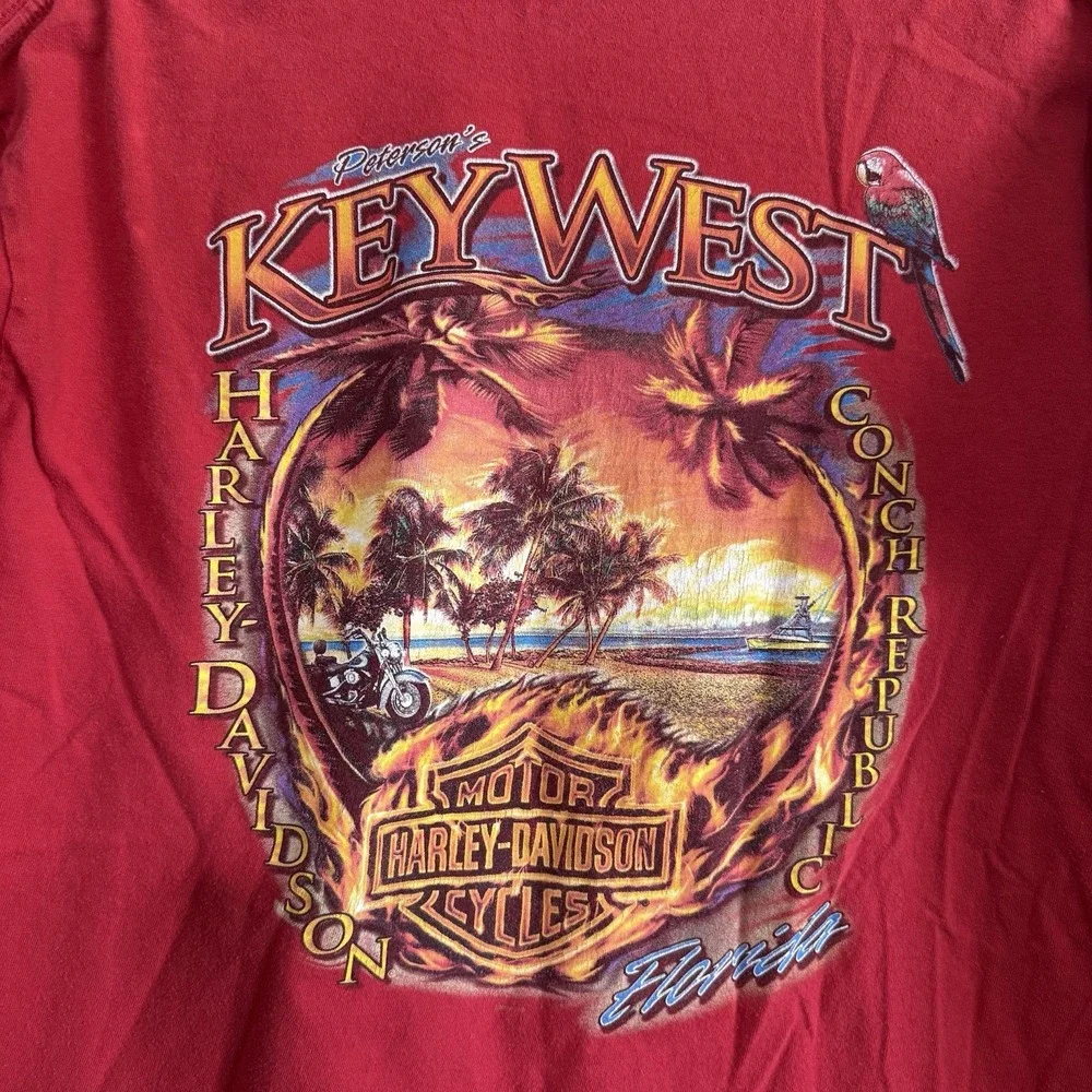 Harley Davidson Shirt Mens Large Key West‎ Petersens Biker Destination Y2K Red